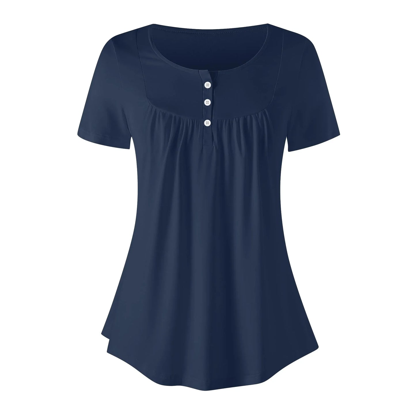 lockere-bluse-mit-u-ausschnitt-und-kurzen-armeln-fur-damen-navy-bluse-jlr-design-3 - JLR Design
