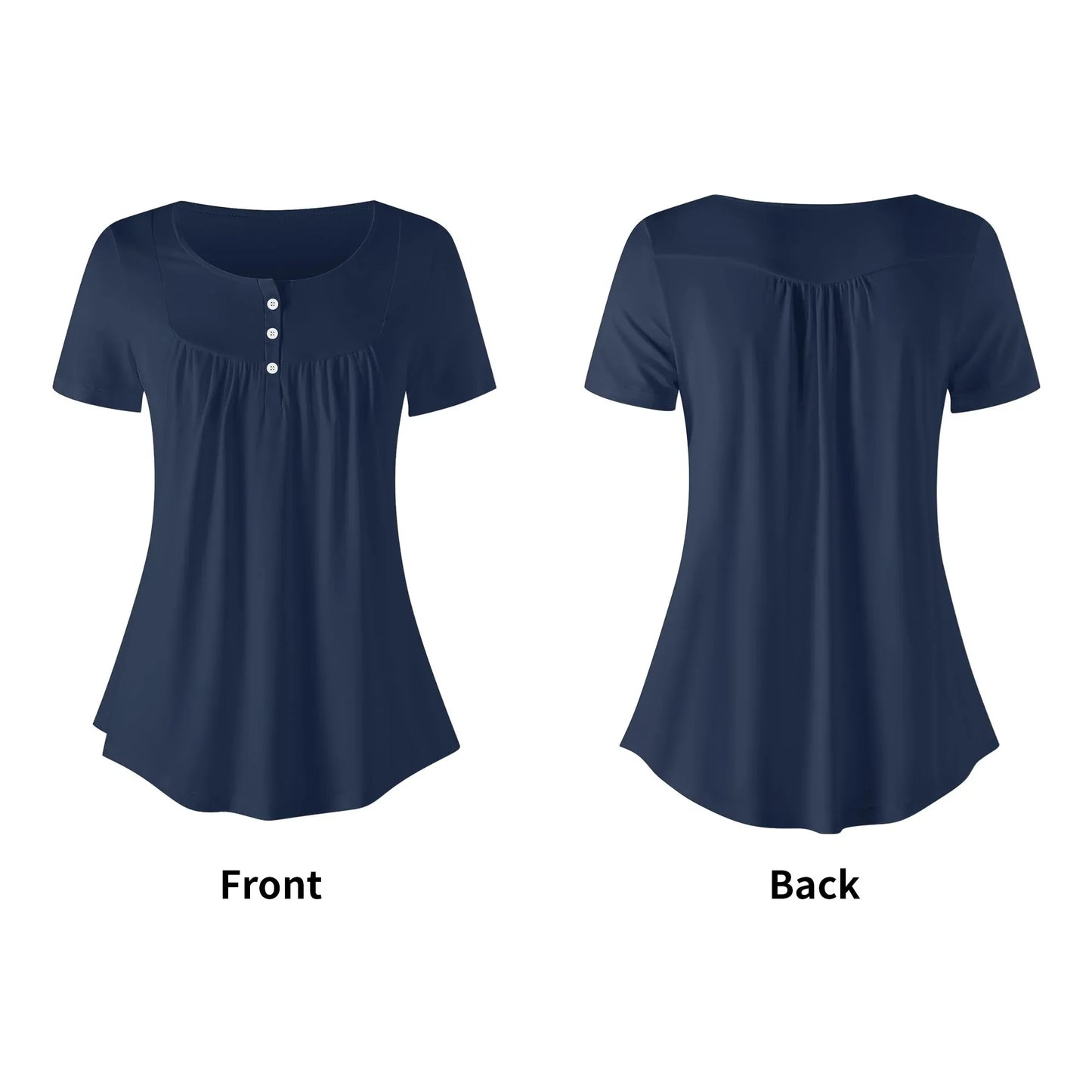 lockere-bluse-mit-u-ausschnitt-und-kurzen-armeln-fur-damen-navy-bluse-jlr-design-5 - JLR Design
