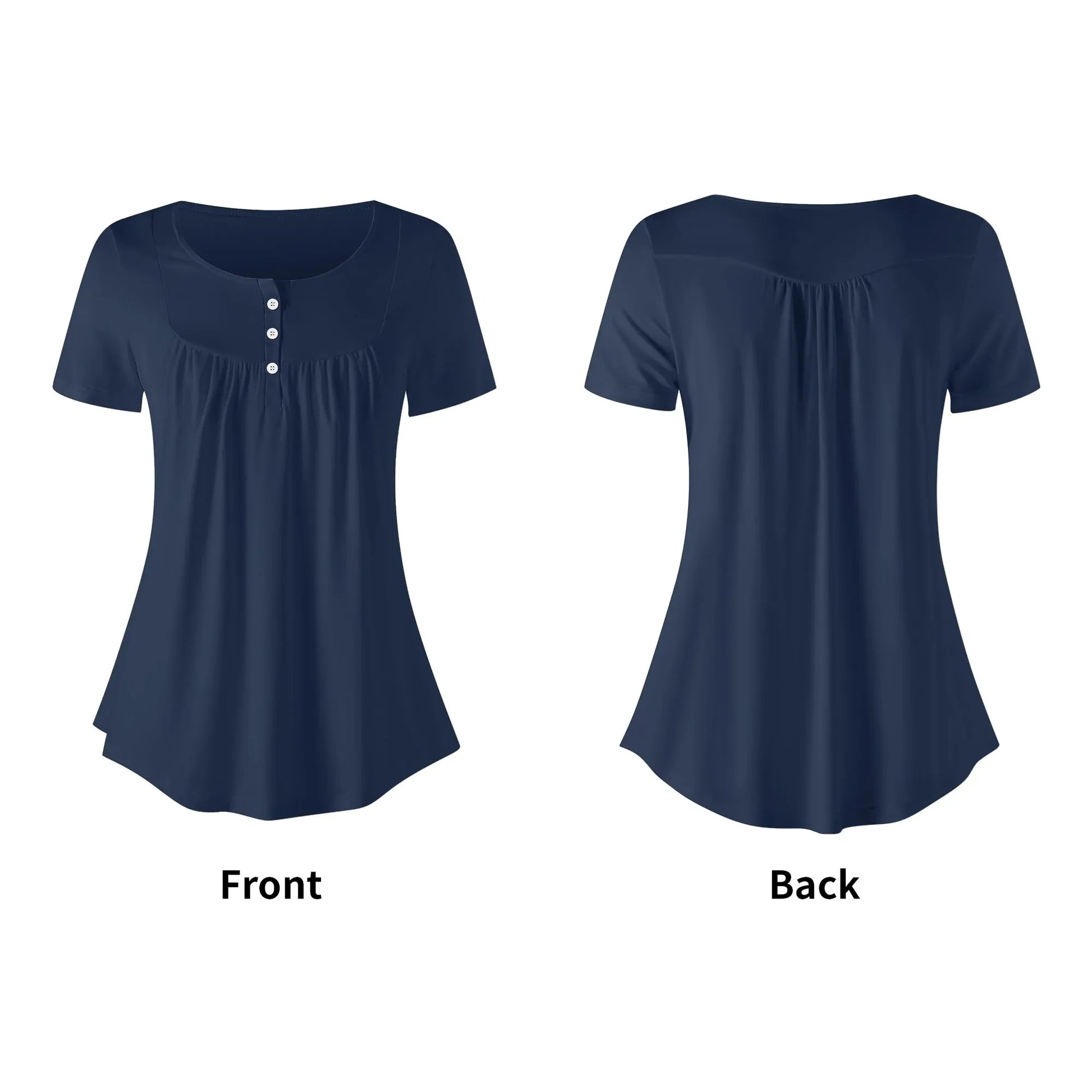 lockere-bluse-mit-u-ausschnitt-und-kurzen-armeln-fur-damen-navy-bluse-jlr-design-5 - JLR Design