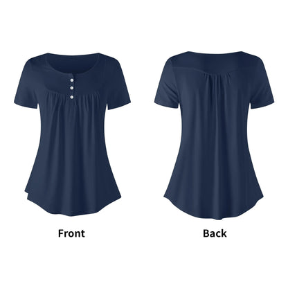 lockere-bluse-mit-u-ausschnitt-und-kurzen-armeln-fur-damen-navy-bluse-jlr-design-5 - JLR Design