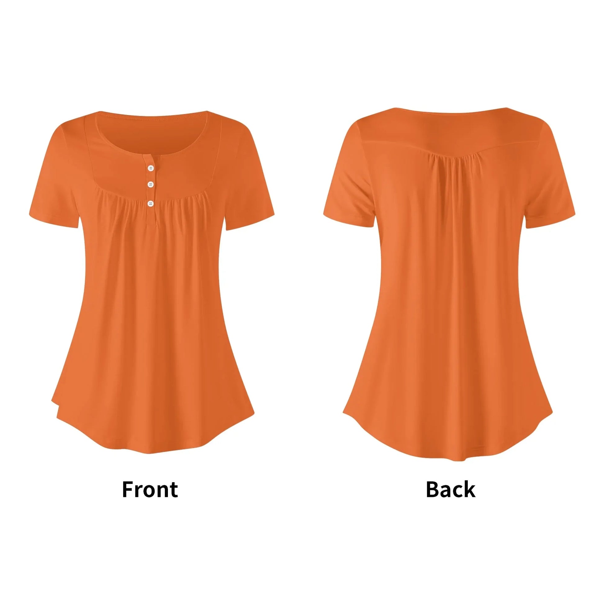 lockere-bluse-mit-u-ausschnitt-und-kurzen-armeln-fur-damen-orange-bluse-jlr-design-5 - JLR Design