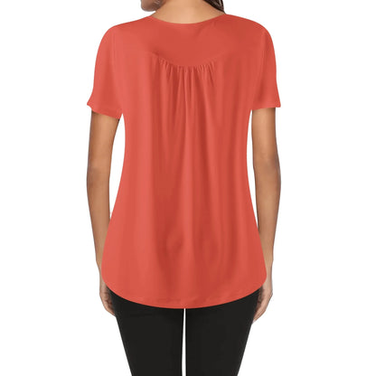 lockere-bluse-mit-u-ausschnitt-und-kurzen-armeln-fur-damen-orange-red-bluse-jlr-design-2 - JLR Design