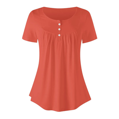 lockere-bluse-mit-u-ausschnitt-und-kurzen-armeln-fur-damen-orange-red-bluse-jlr-design-3 - JLR Design
