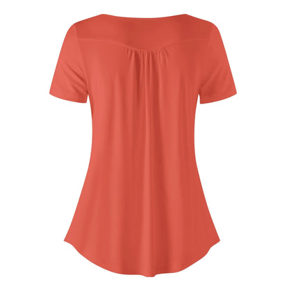 lockere-bluse-mit-u-ausschnitt-und-kurzen-armeln-fur-damen-orange-red-bluse-jlr-design-4 - JLR Design