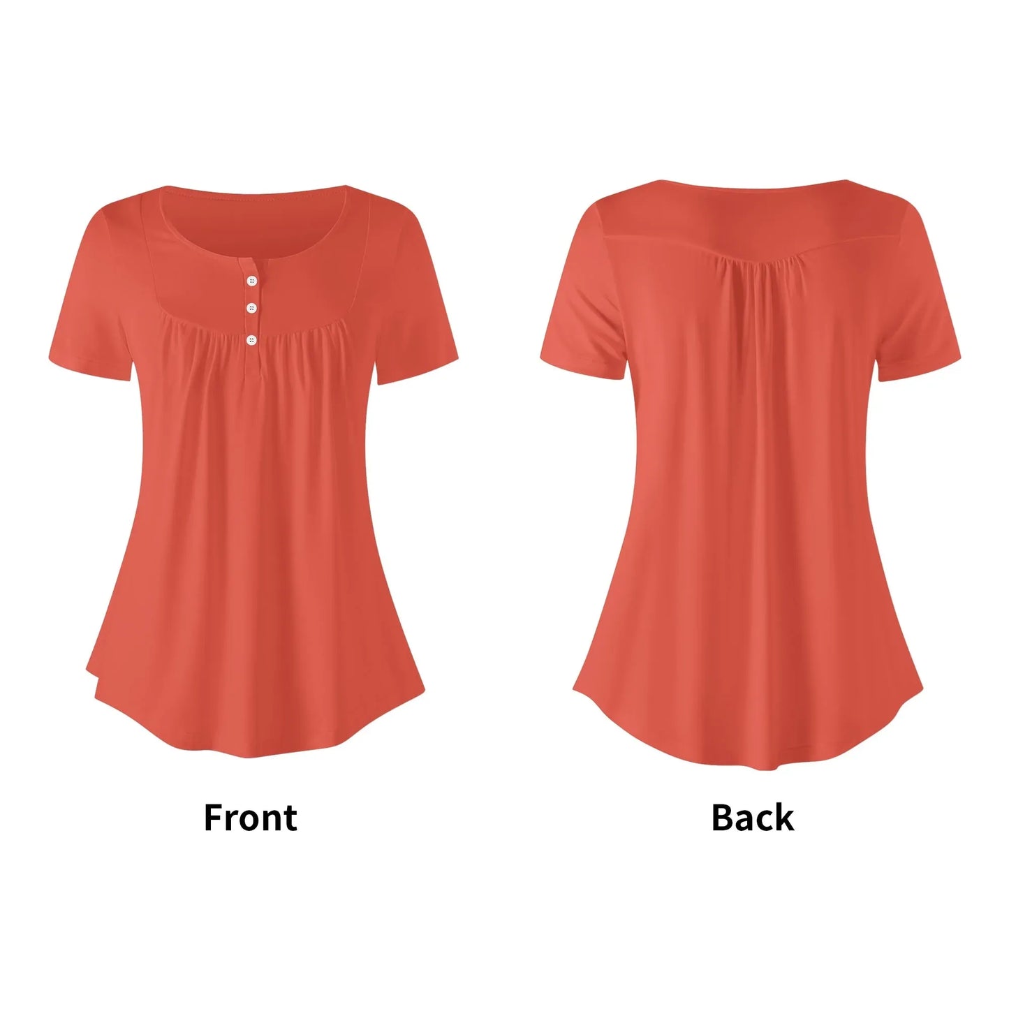 lockere-bluse-mit-u-ausschnitt-und-kurzen-armeln-fur-damen-orange-red-bluse-jlr-design-5 - JLR Design