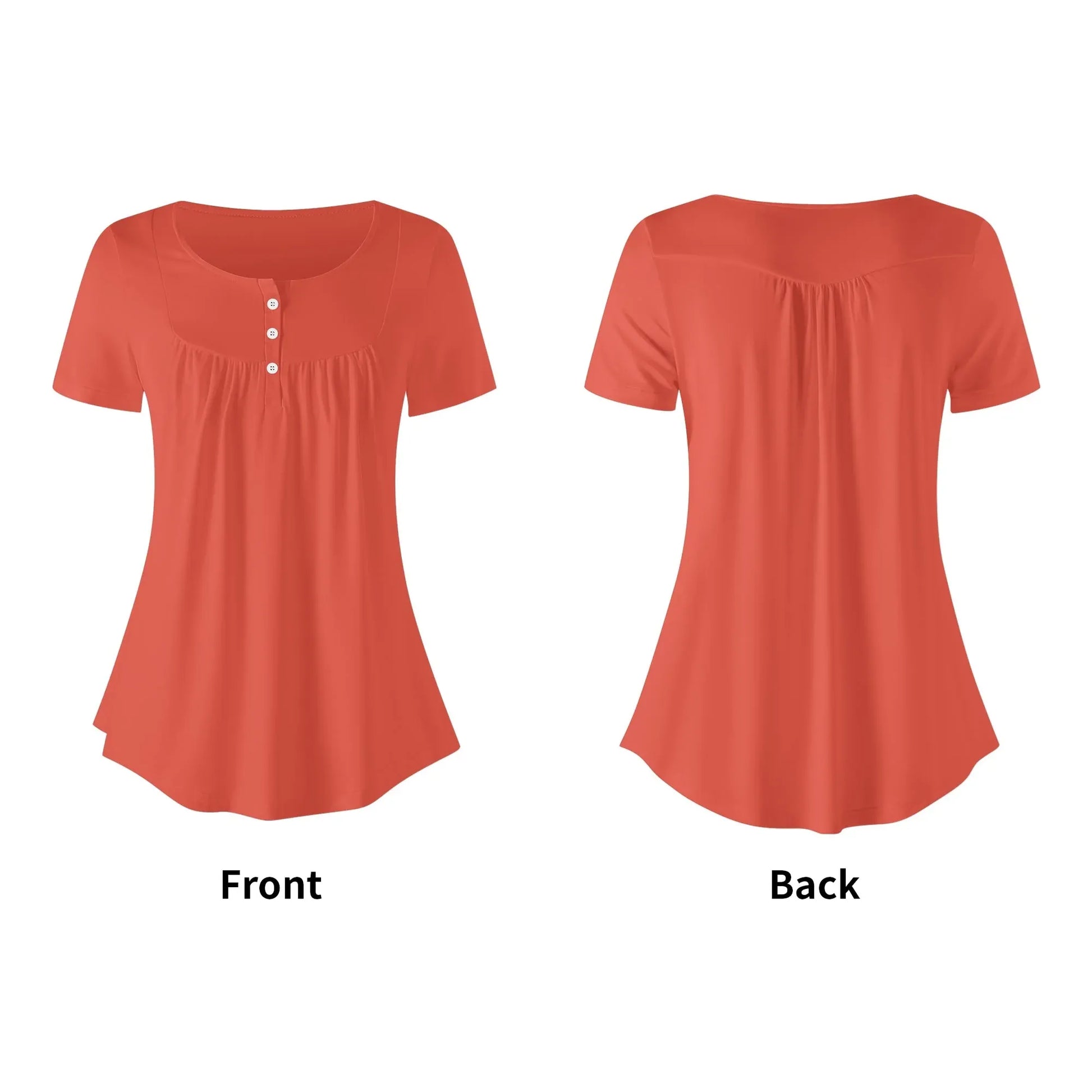 lockere-bluse-mit-u-ausschnitt-und-kurzen-armeln-fur-damen-orange-red-bluse-jlr-design-5 - JLR Design