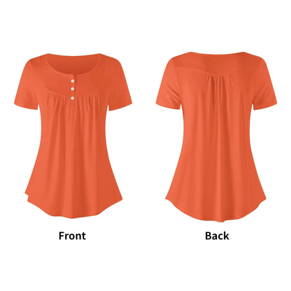 lockere-bluse-mit-u-ausschnitt-und-kurzen-armeln-fur-damen-outrageous-orange-bluse-jlr-design-5 - JLR Design