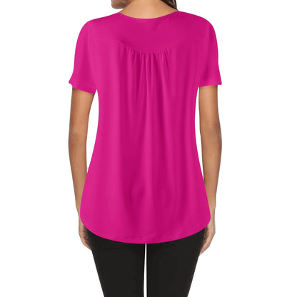 lockere-bluse-mit-u-ausschnitt-und-kurzen-armeln-fur-damen-pink-bluse-jlr-design-2 - JLR Design