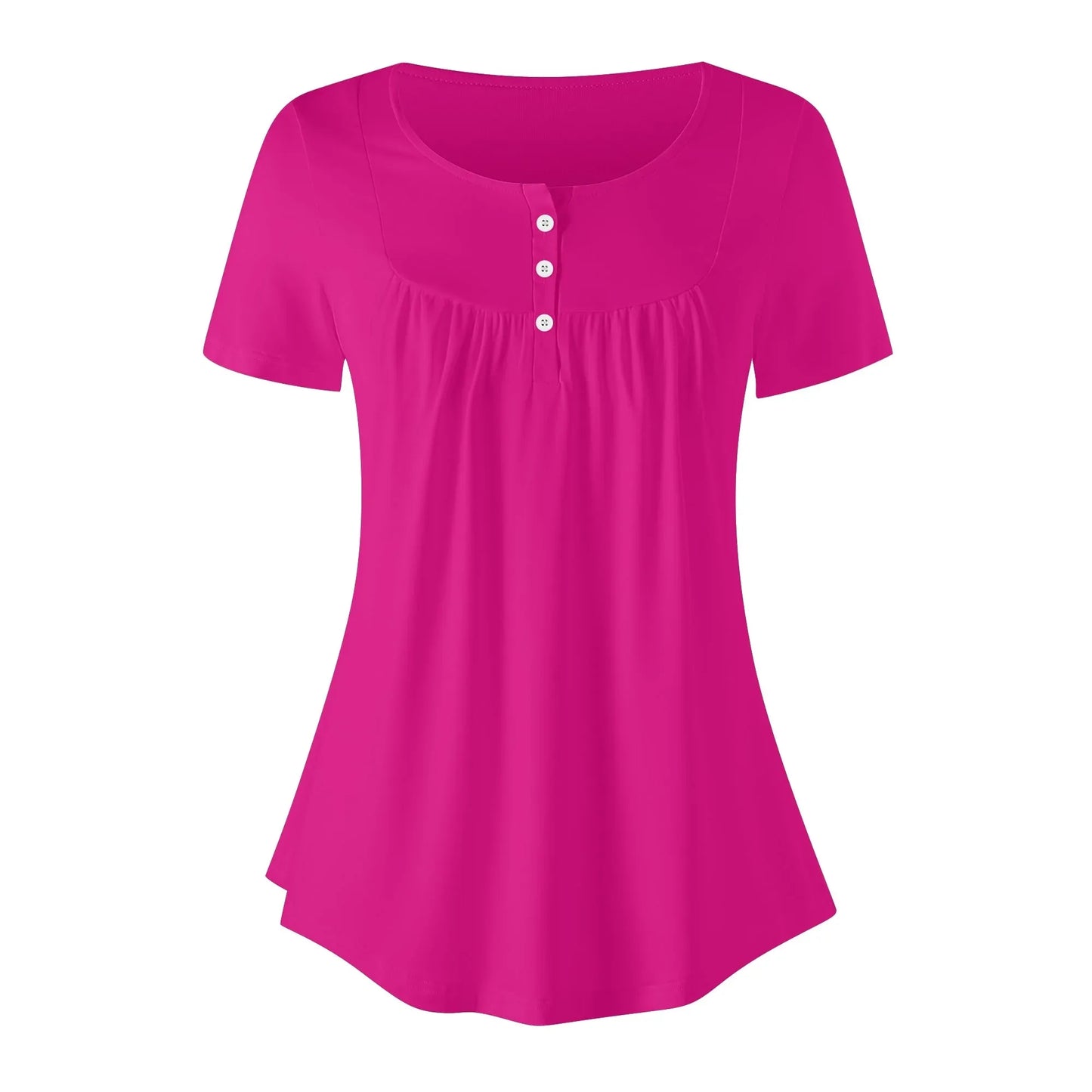 lockere-bluse-mit-u-ausschnitt-und-kurzen-armeln-fur-damen-pink-bluse-jlr-design-3 - JLR Design