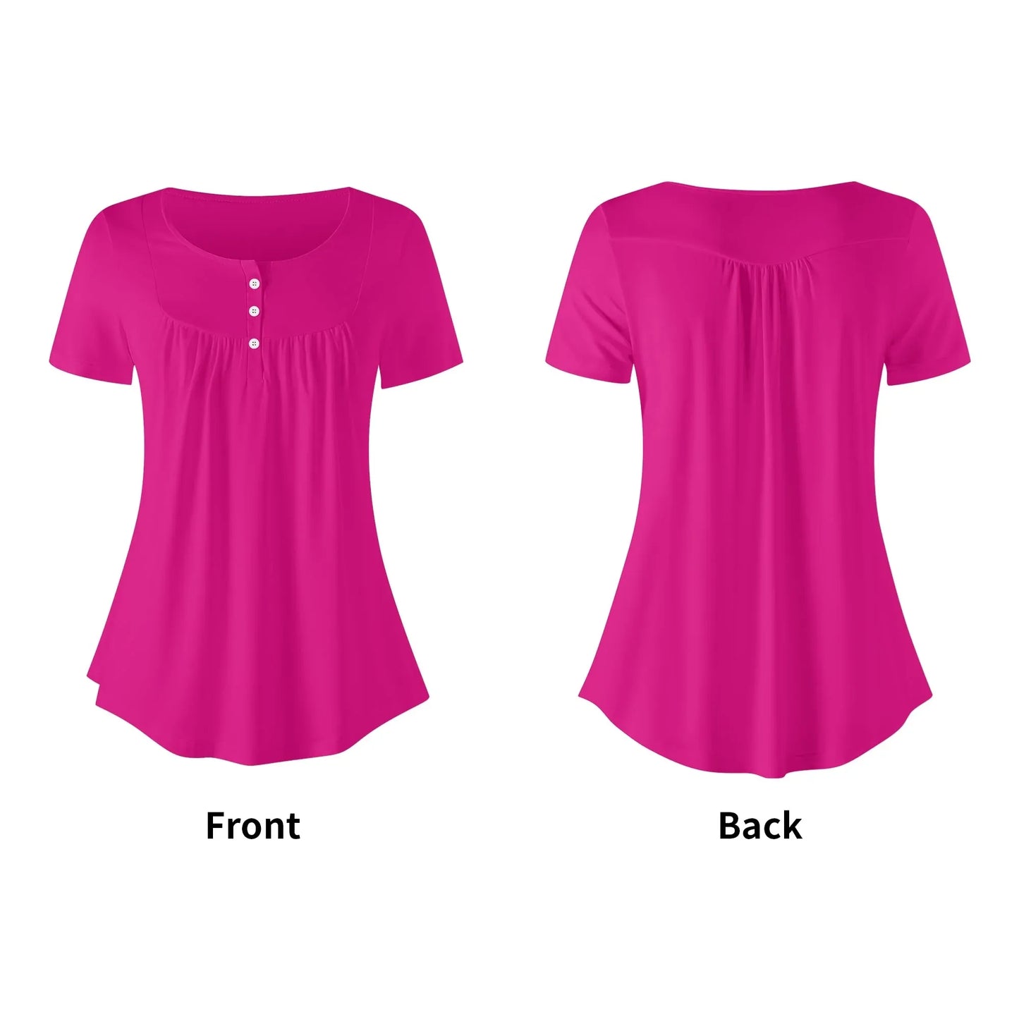 lockere-bluse-mit-u-ausschnitt-und-kurzen-armeln-fur-damen-pink-bluse-jlr-design-5 - JLR Design
