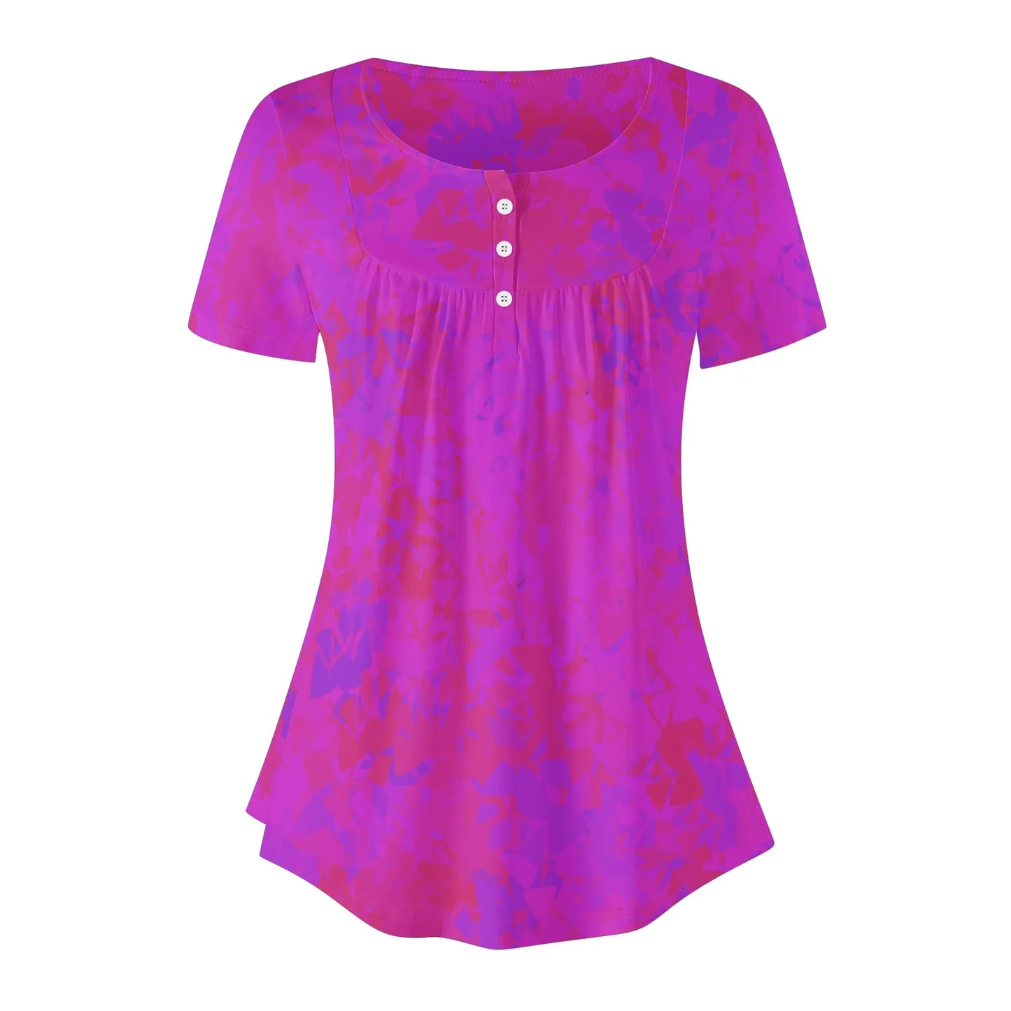 lockere-bluse-mit-u-ausschnitt-und-kurzen-armeln-fur-damen-pink-crystal-bluse-jlr-design-3 - JLR Design