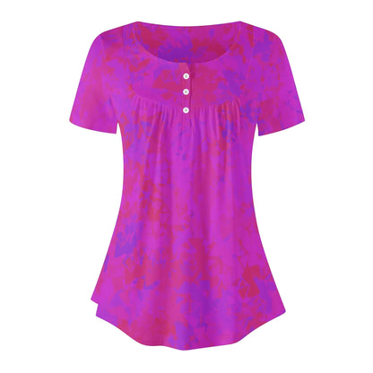 lockere-bluse-mit-u-ausschnitt-und-kurzen-armeln-fur-damen-pink-crystal-bluse-jlr-design-3 - JLR Design