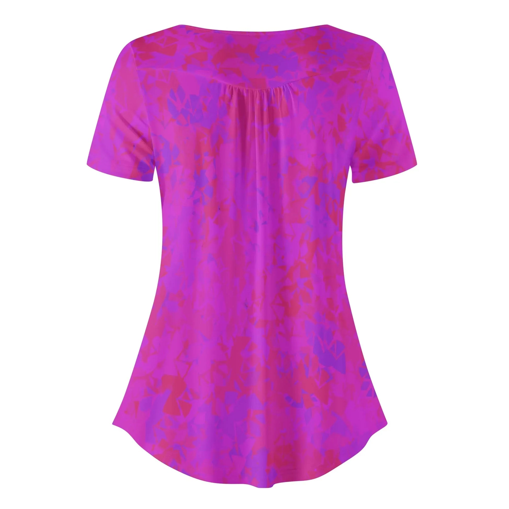 lockere-bluse-mit-u-ausschnitt-und-kurzen-armeln-fur-damen-pink-crystal-bluse-jlr-design-4 - JLR Design