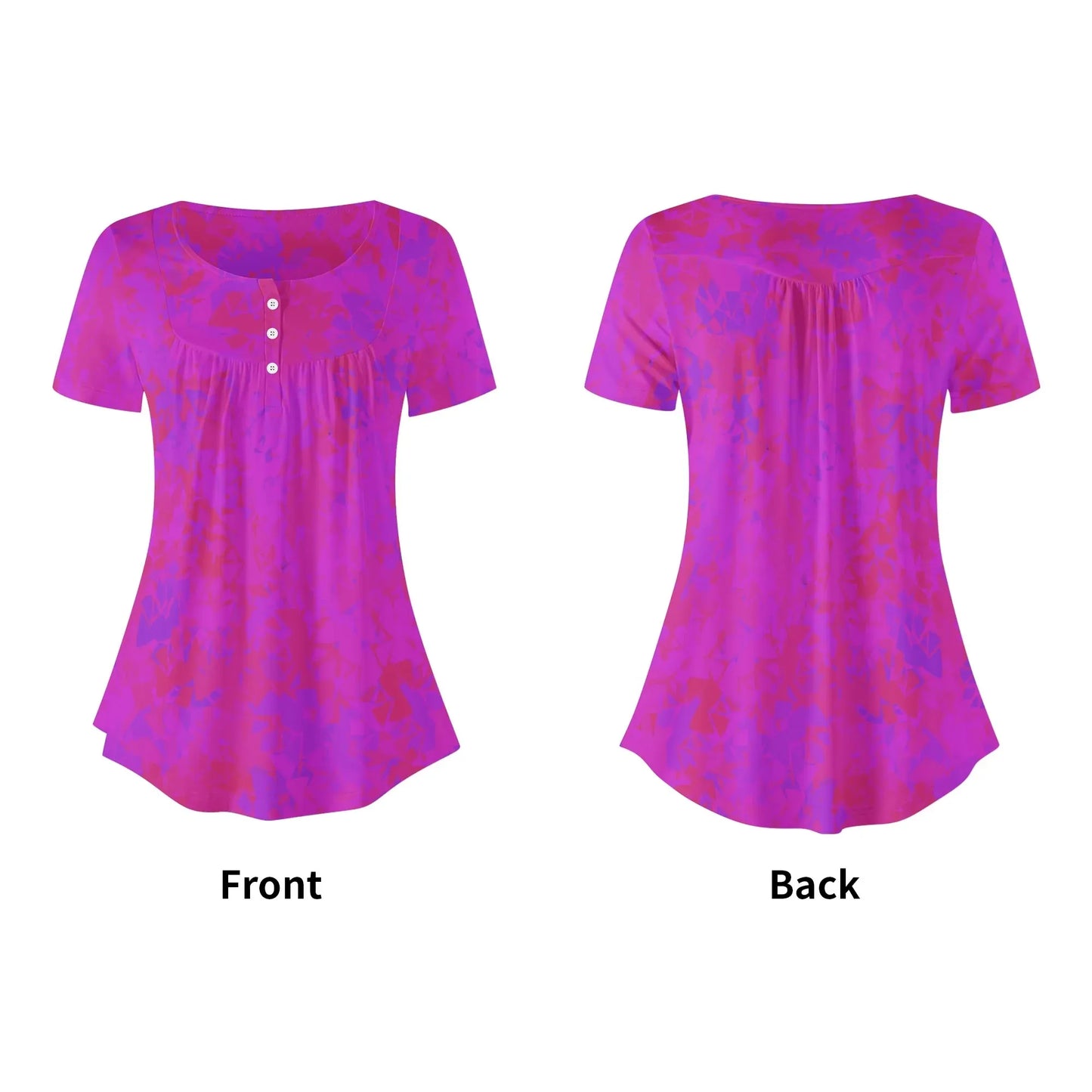lockere-bluse-mit-u-ausschnitt-und-kurzen-armeln-fur-damen-pink-crystal-bluse-jlr-design-5 - JLR Design