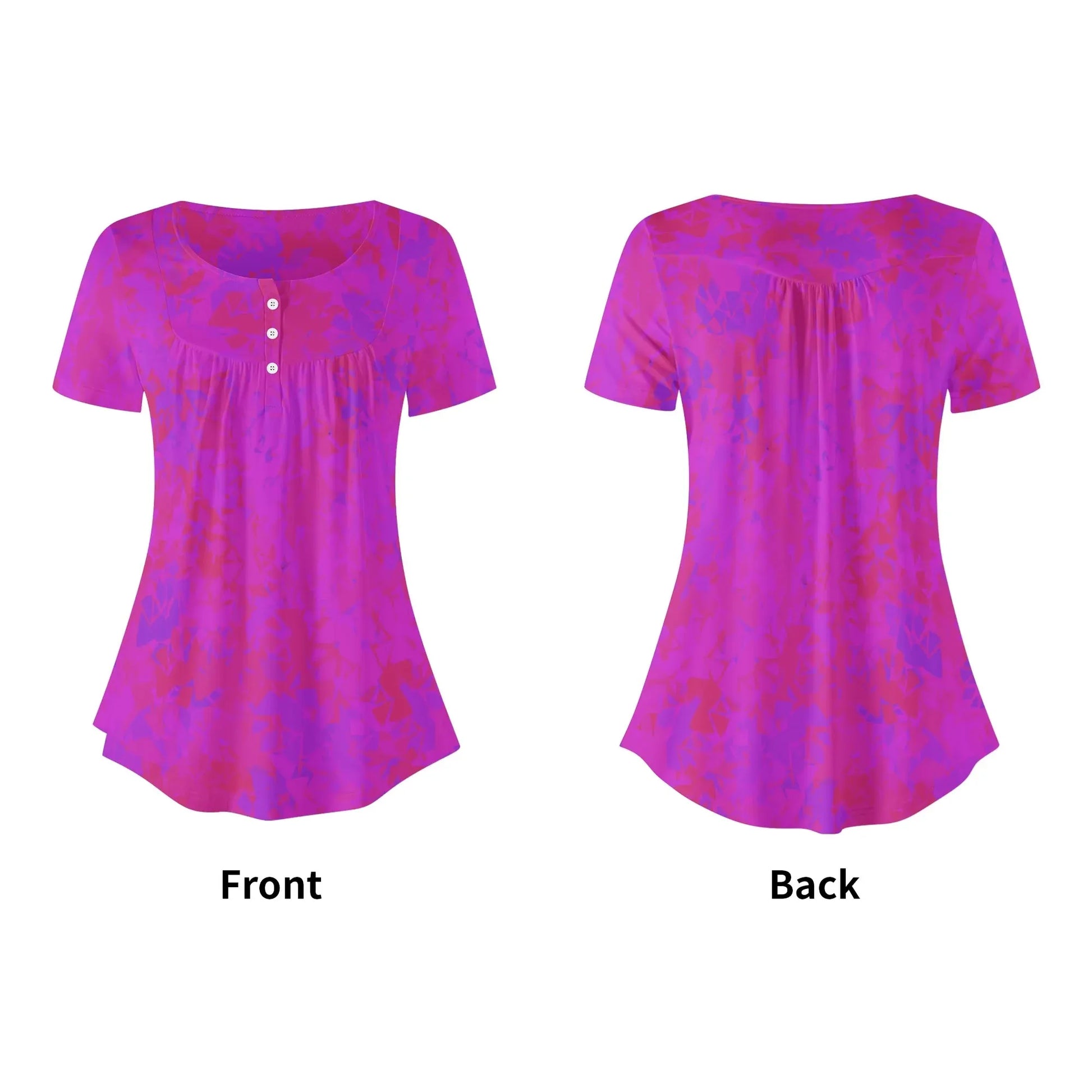 lockere-bluse-mit-u-ausschnitt-und-kurzen-armeln-fur-damen-pink-crystal-bluse-jlr-design-5 - JLR Design