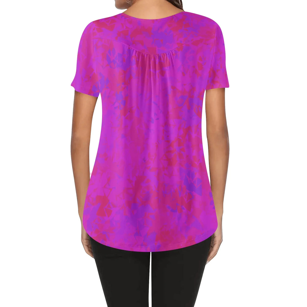lockere-bluse-mit-u-ausschnitt-und-kurzen-armeln-fur-damen-pink-crystal-bluse-jlr-design-jlr-design-de-2 - JLR Design