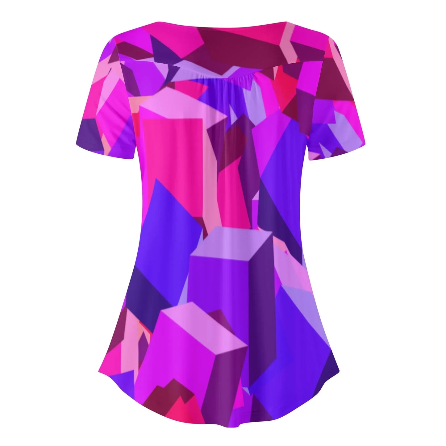 lockere-bluse-mit-u-ausschnitt-und-kurzen-armeln-fur-damen-pink-cube-bluse-jlr-design-4 - JLR Design