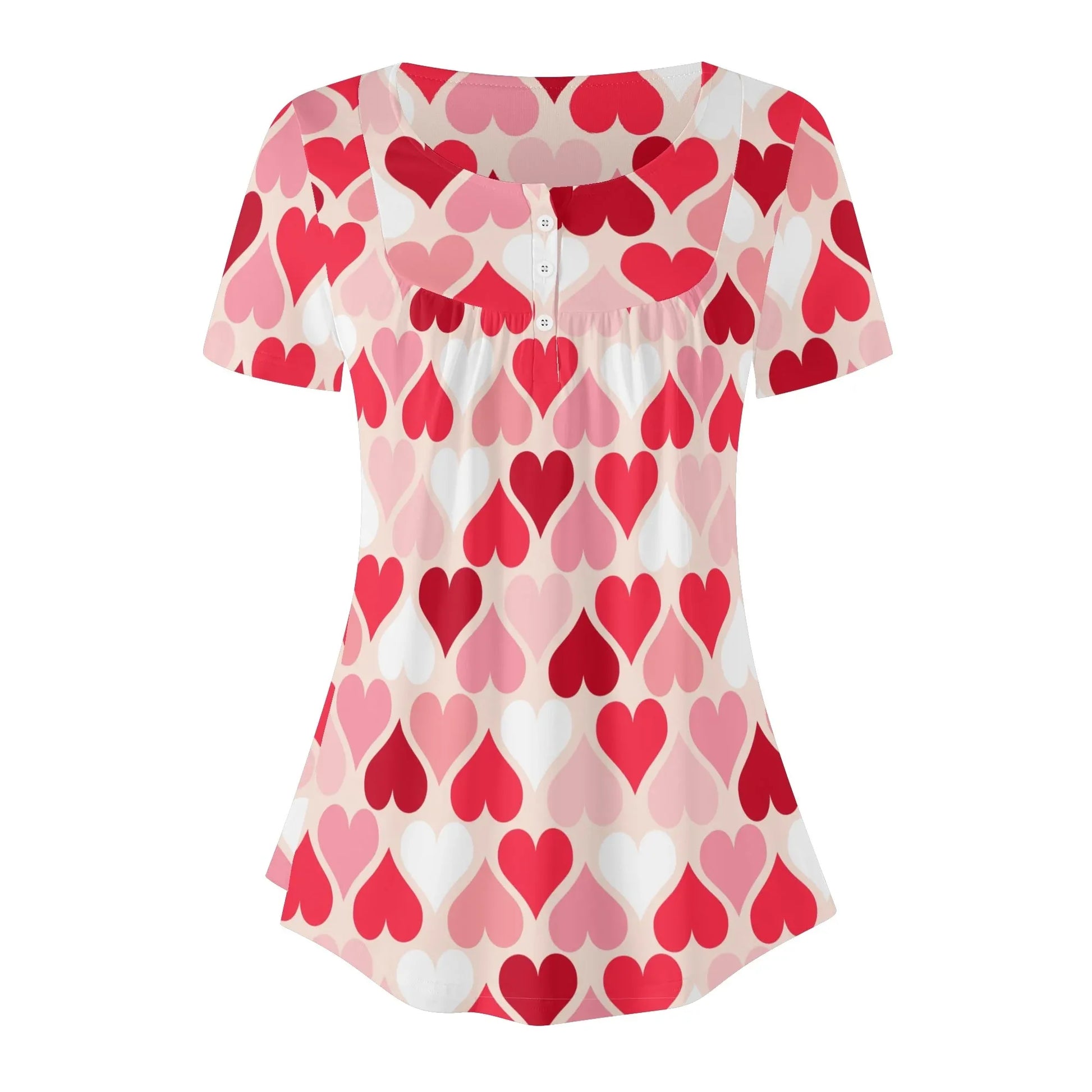 lockere-bluse-mit-u-ausschnitt-und-kurzen-armeln-fur-damen-pink-hearts-bluse-jlr-design-3 - JLR Design