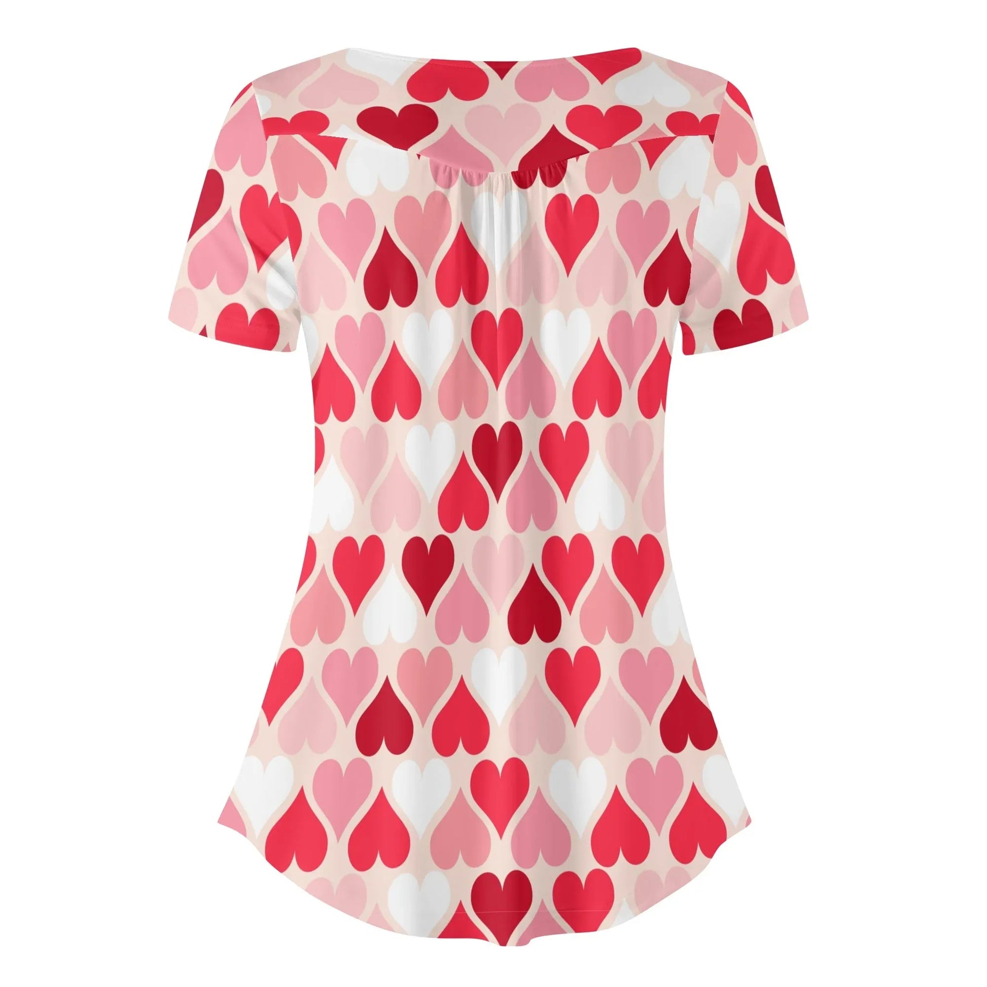 lockere-bluse-mit-u-ausschnitt-und-kurzen-armeln-fur-damen-pink-hearts-bluse-jlr-design-4 - JLR Design