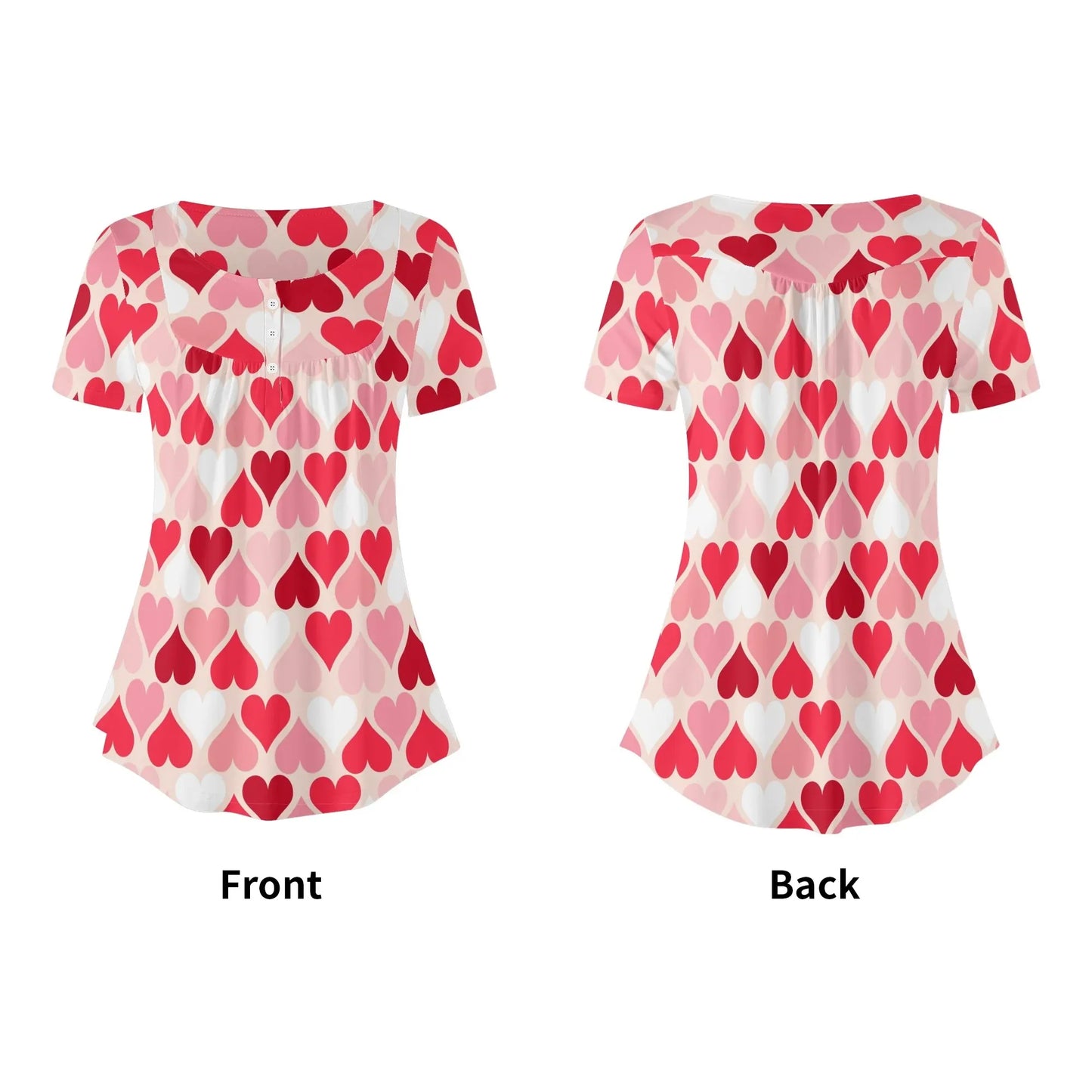 lockere-bluse-mit-u-ausschnitt-und-kurzen-armeln-fur-damen-pink-hearts-bluse-jlr-design-5 - JLR Design