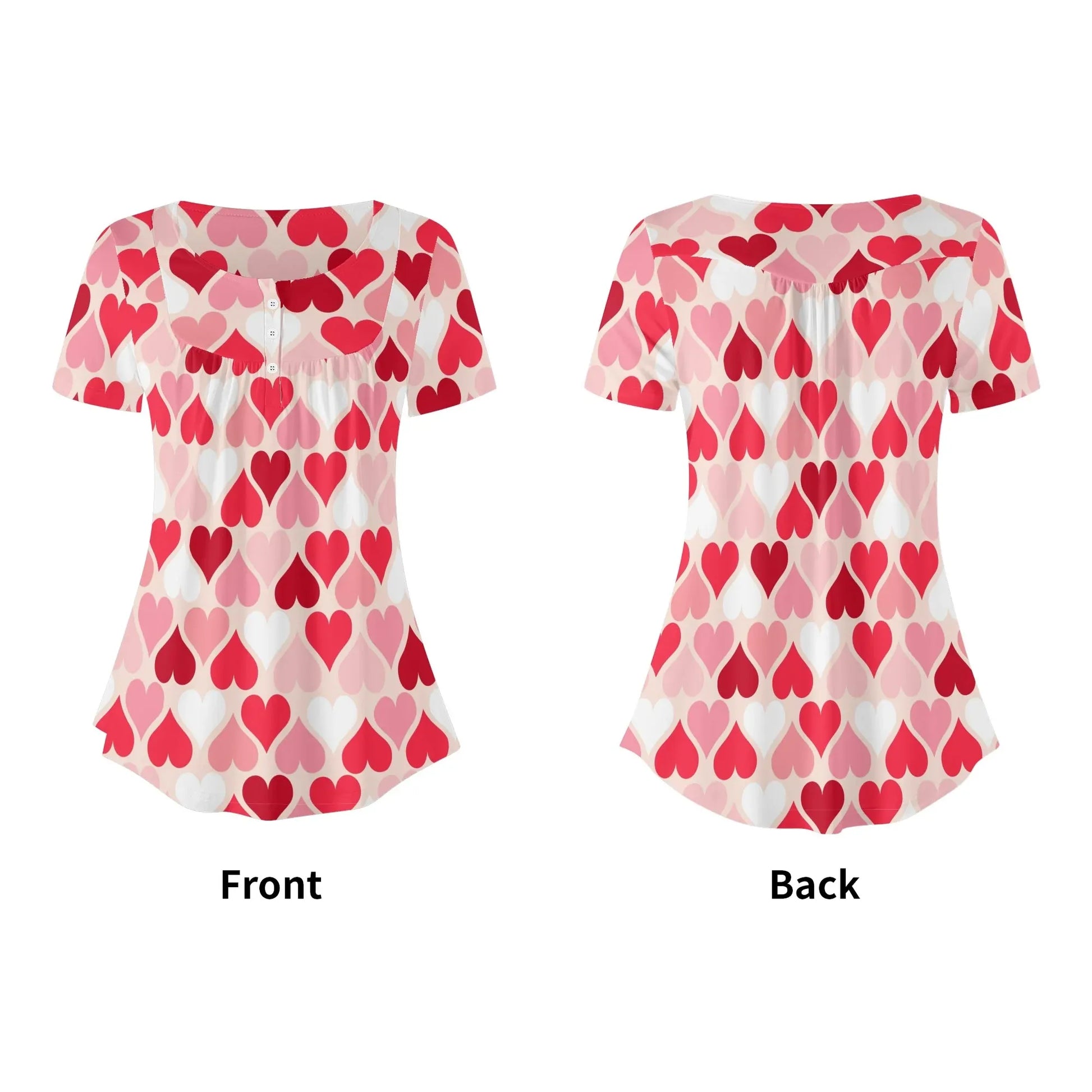 lockere-bluse-mit-u-ausschnitt-und-kurzen-armeln-fur-damen-pink-hearts-bluse-jlr-design-5 - JLR Design