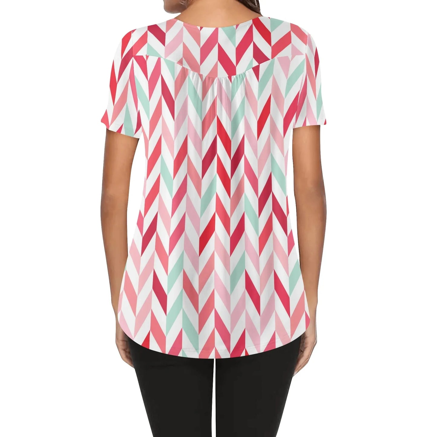 lockere-bluse-mit-u-ausschnitt-und-kurzen-armeln-fur-damen-pink-lines-bluse-jlr-design-2 - JLR Design
