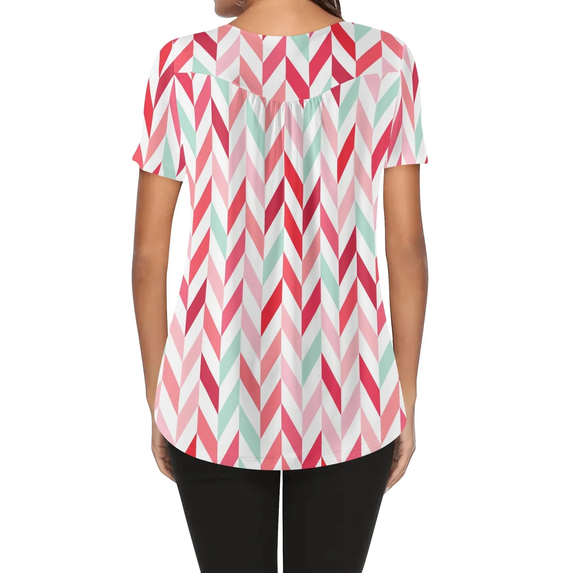 lockere-bluse-mit-u-ausschnitt-und-kurzen-armeln-fur-damen-pink-lines-bluse-jlr-design-2 - JLR Design