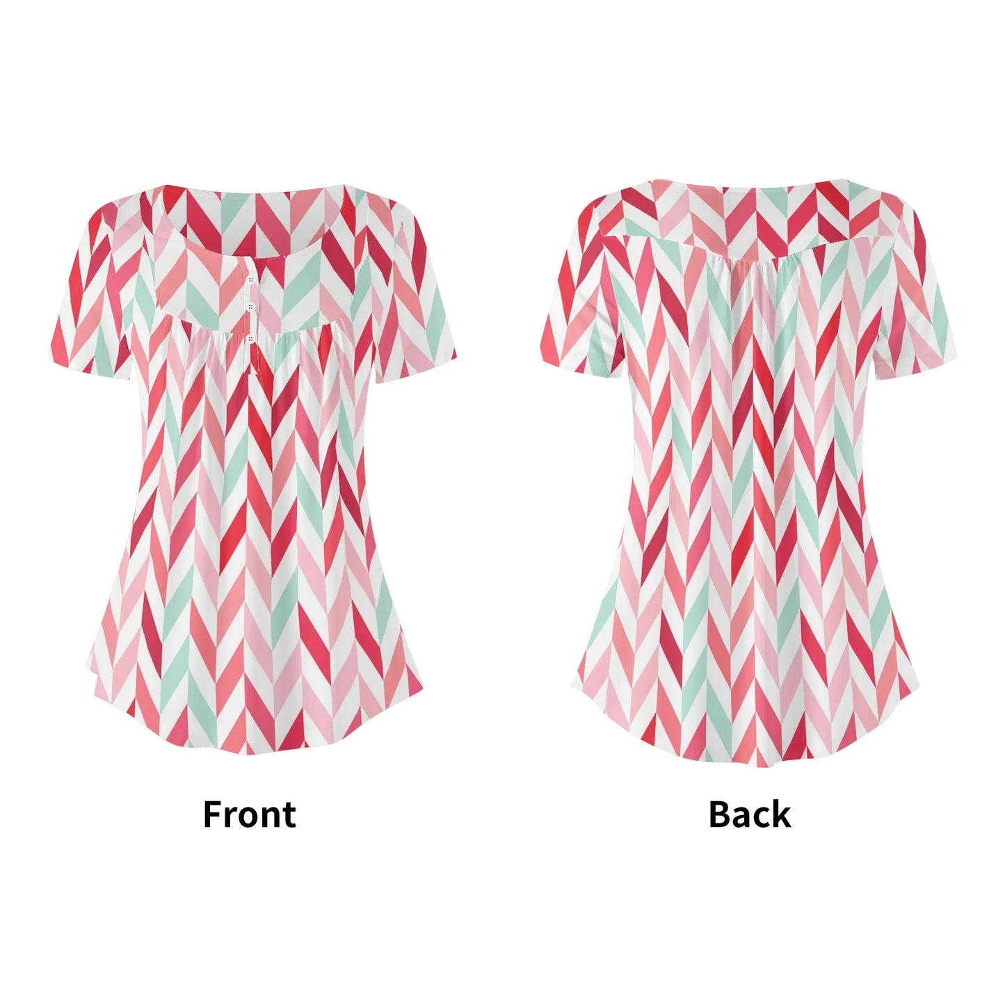lockere-bluse-mit-u-ausschnitt-und-kurzen-armeln-fur-damen-pink-lines-bluse-jlr-design-5 - JLR Design