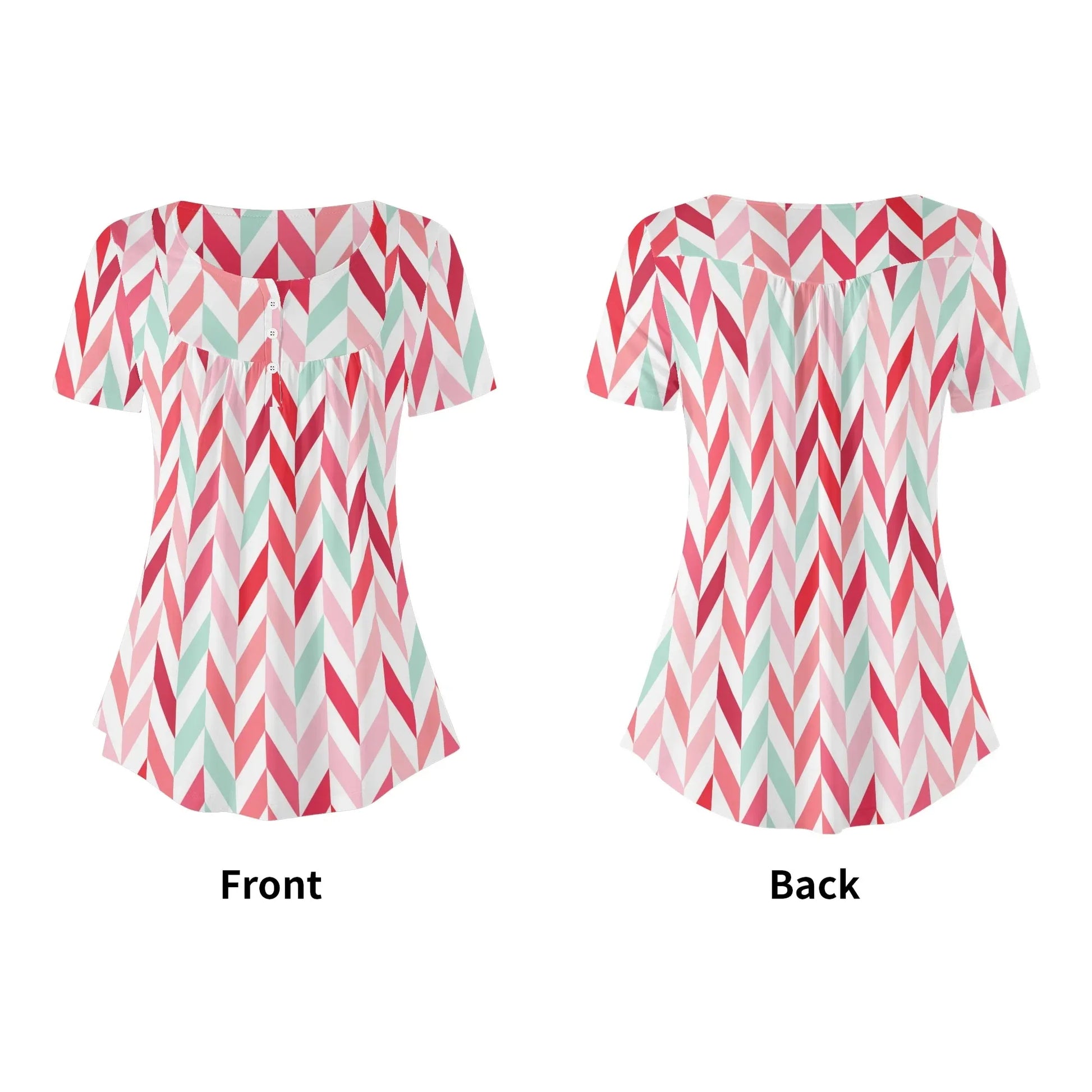 lockere-bluse-mit-u-ausschnitt-und-kurzen-armeln-fur-damen-pink-lines-bluse-jlr-design-5 - JLR Design
