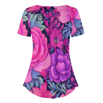lockere-bluse-mit-u-ausschnitt-und-kurzen-armeln-fur-damen-pink-rose-bluse-jlr-design-4 - JLR Design