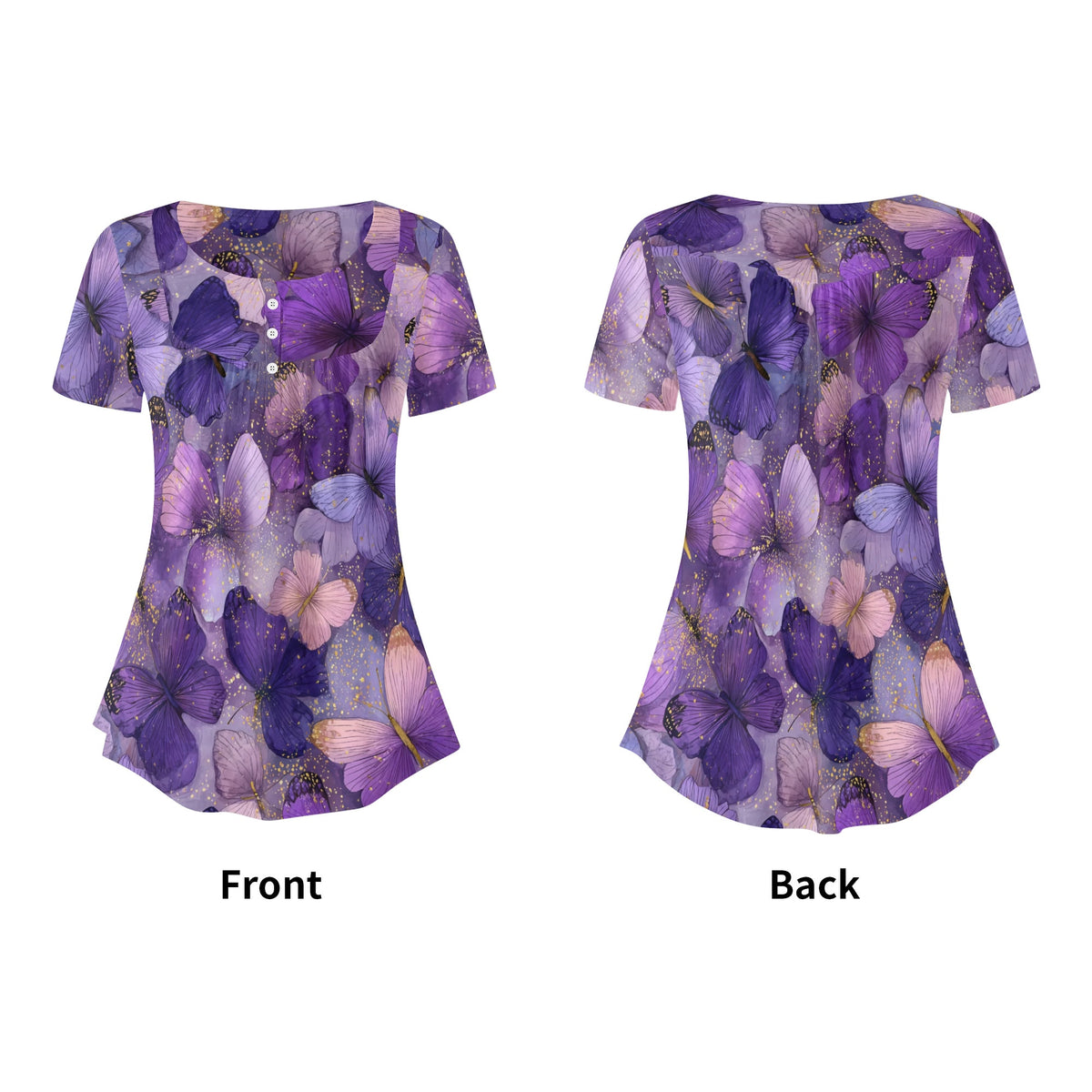 lockere-bluse-mit-u-ausschnitt-und-kurzen-armeln-fur-damen-purple-butterfly-v1-bluse-jlr-design-jlr-design-de-5 - JLR Design