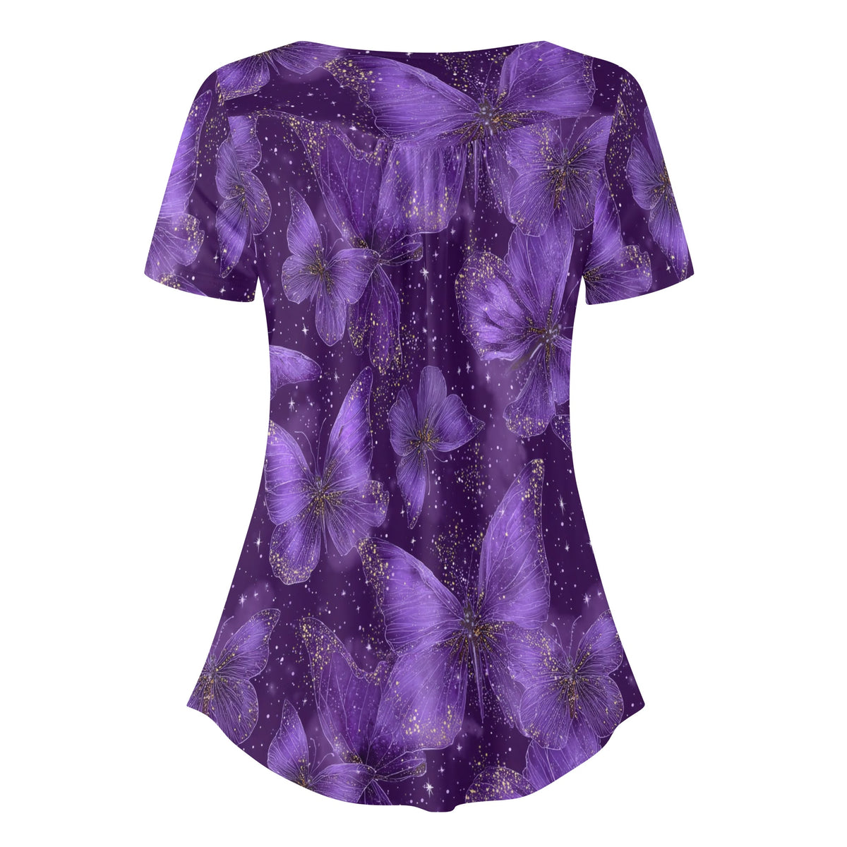 lockere-bluse-mit-u-ausschnitt-und-kurzen-armeln-fur-damen-purple-butterfly-v6-jlr-design-jlr-design-de-4 - JLR Design