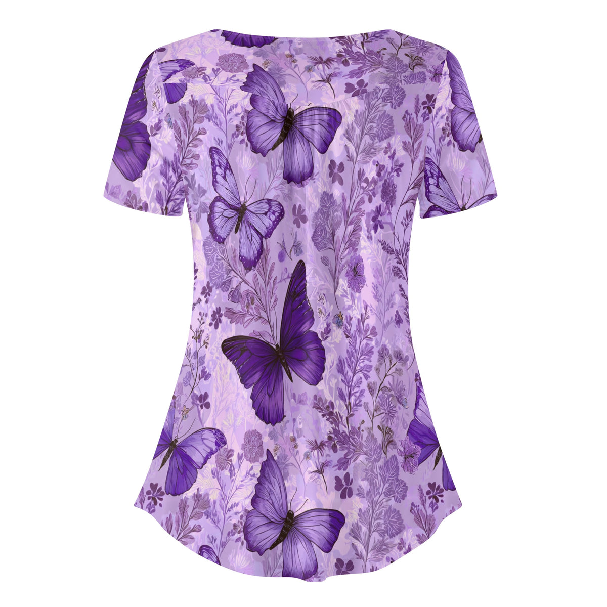 lockere-bluse-mit-u-ausschnitt-und-kurzen-armeln-fur-damen-purple-butterfly-v7-bluse-jlr-design-jlr-design-de-4 - JLR Design