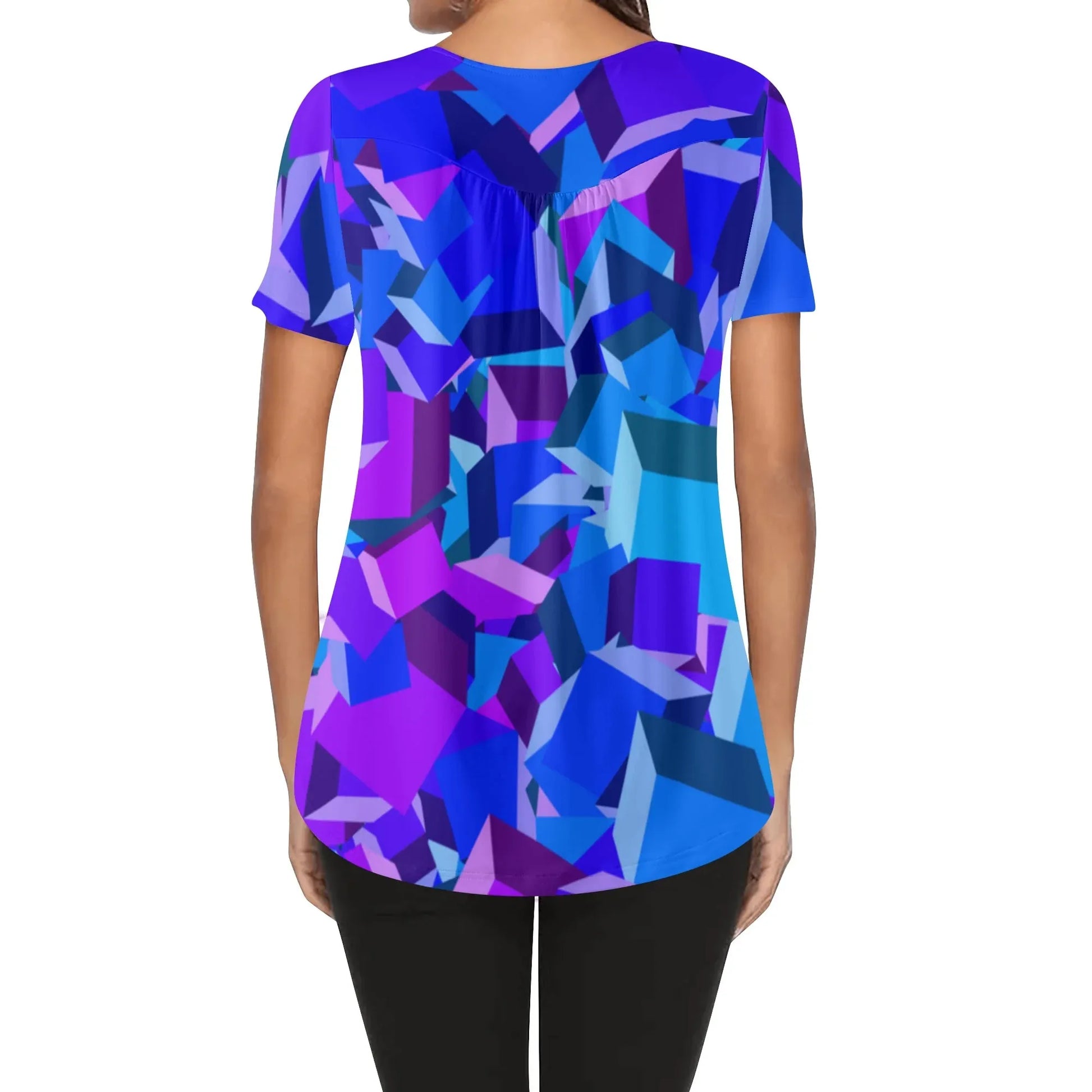 lockere-bluse-mit-u-ausschnitt-und-kurzen-armeln-fur-damen-purple-cube-bluse-jlr-design-2 - JLR Design