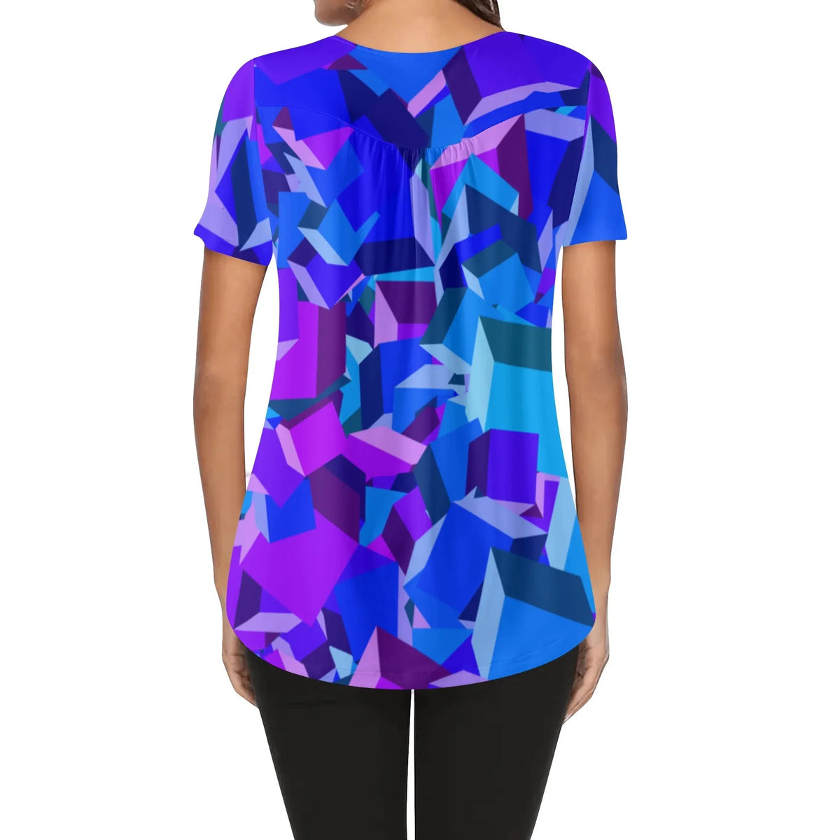 lockere-bluse-mit-u-ausschnitt-und-kurzen-armeln-fur-damen-purple-cube-bluse-jlr-design-jlr-design-de-2 - JLR Design