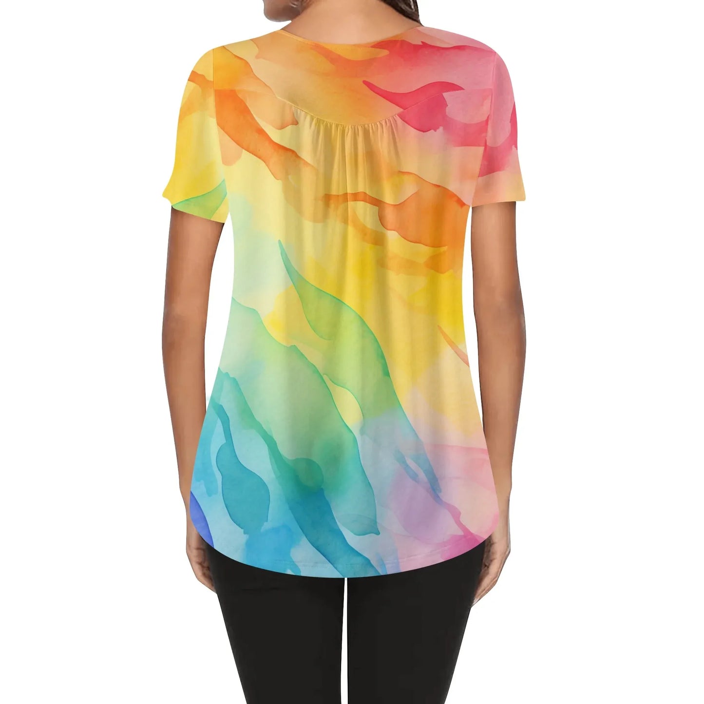lockere-bluse-mit-u-ausschnitt-und-kurzen-armeln-fur-damen-rainbow-bluse-jlr-design-2 - JLR Design