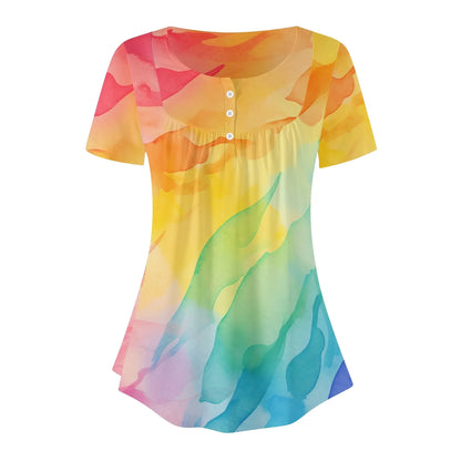 lockere-bluse-mit-u-ausschnitt-und-kurzen-armeln-fur-damen-rainbow-bluse-jlr-design-3 - JLR Design