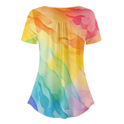 lockere-bluse-mit-u-ausschnitt-und-kurzen-armeln-fur-damen-rainbow-bluse-jlr-design-4 - JLR Design