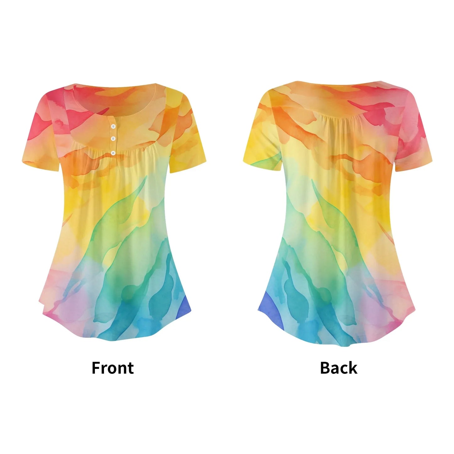 lockere-bluse-mit-u-ausschnitt-und-kurzen-armeln-fur-damen-rainbow-bluse-jlr-design-5 - JLR Design