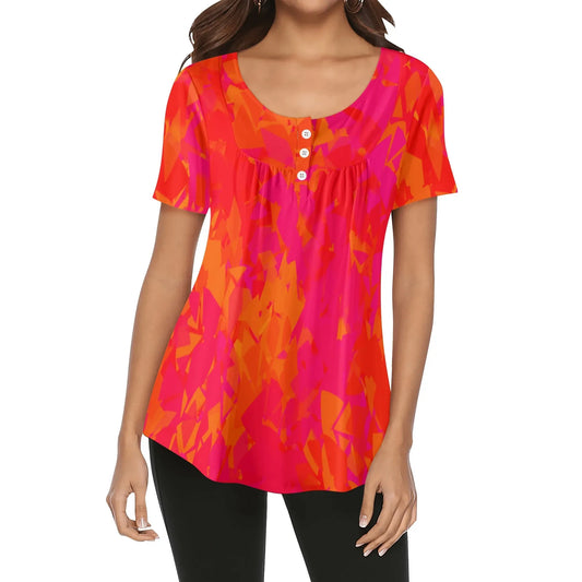 lockere-bluse-mit-u-ausschnitt-und-kurzen-armeln-fur-damen-red-crystal-bluse-jlr-design-1 - JLR Design