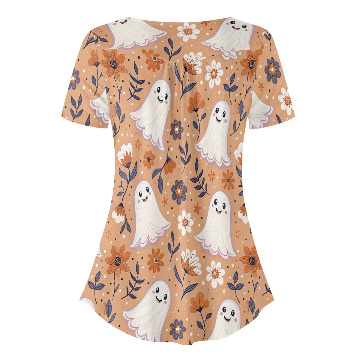 lockere-bluse-mit-u-ausschnitt-und-kurzen-armeln-fur-damen-retro-halloween-v10-bluse-jlr-design-jlr-design-de-4 - JLR Design