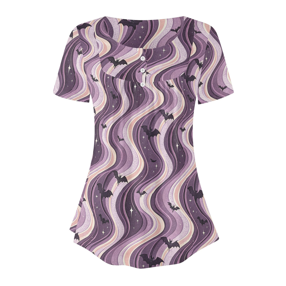 lockere-bluse-mit-u-ausschnitt-und-kurzen-armeln-fur-damen-retro-halloween-v11-bluse-jlr-design-jlr-design-de-3 - JLR Design