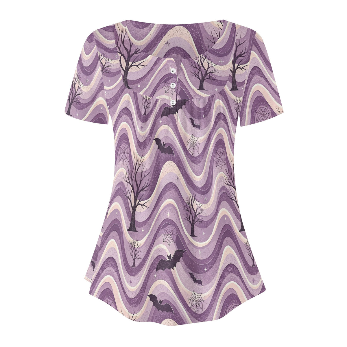 lockere-bluse-mit-u-ausschnitt-und-kurzen-armeln-fur-damen-retro-halloween-v12-bluse-jlr-design-jlr-design-de-3 - JLR Design