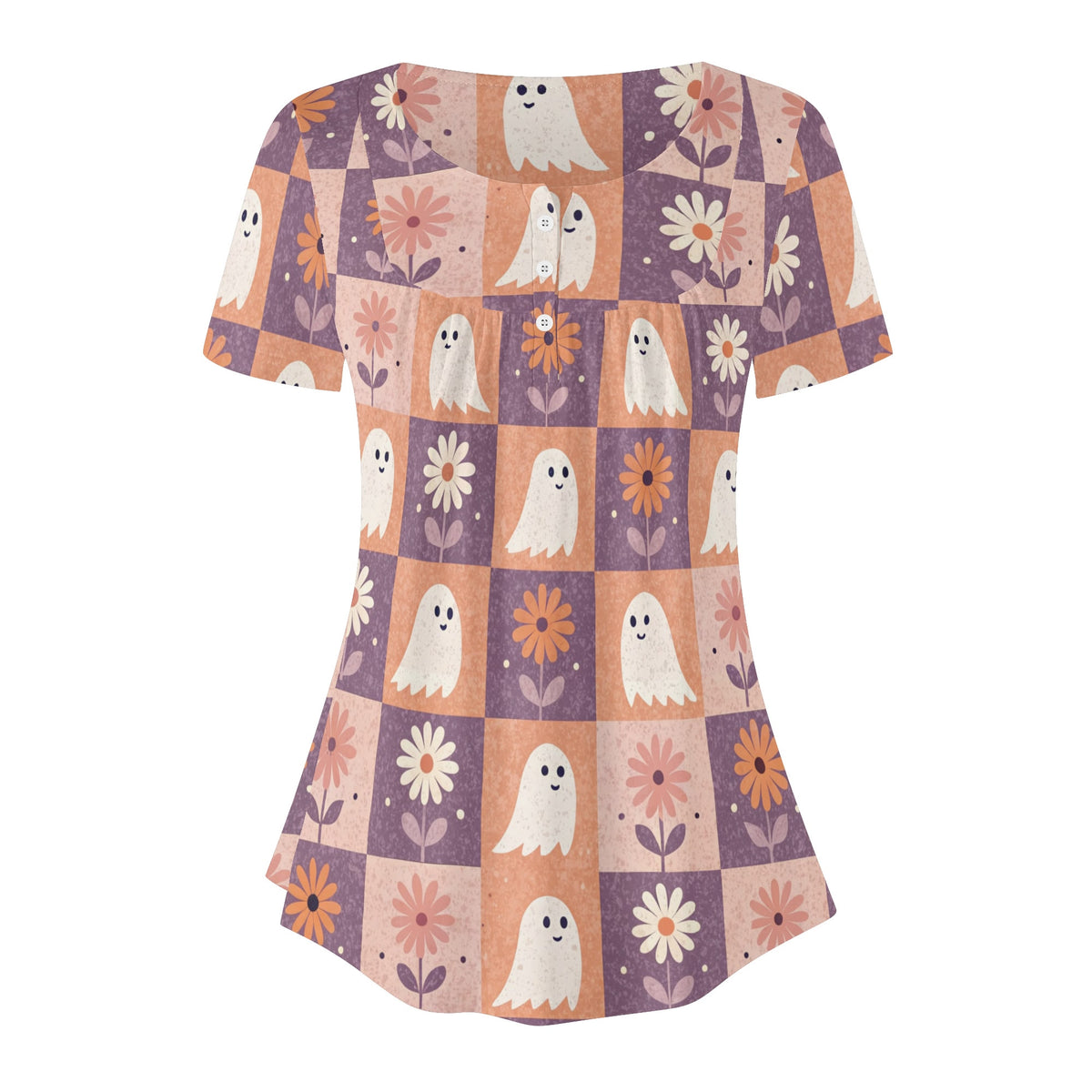lockere-bluse-mit-u-ausschnitt-und-kurzen-armeln-fur-damen-retro-halloween-v13-bluse-jlr-design-jlr-design-de-3 - JLR Design
