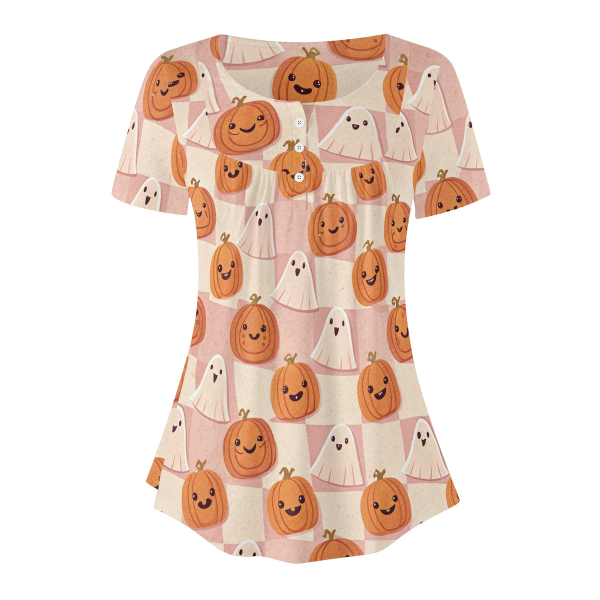 lockere-bluse-mit-u-ausschnitt-und-kurzen-armeln-fur-damen-retro-halloween-v15-bluse-jlr-design-jlr-design-de-3 - JLR Design