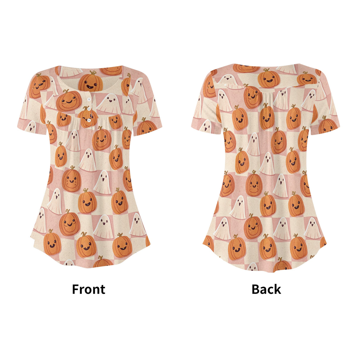 lockere-bluse-mit-u-ausschnitt-und-kurzen-armeln-fur-damen-retro-halloween-v15-bluse-jlr-design-jlr-design-de-5 - JLR Design