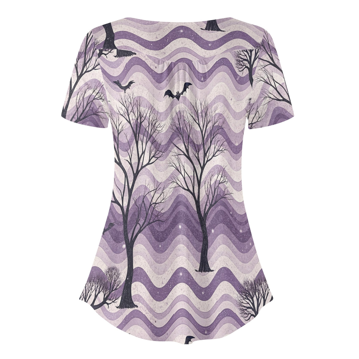 lockere-bluse-mit-u-ausschnitt-und-kurzen-armeln-fur-damen-retro-halloween-v2-bluse-jlr-design-jlr-design-de-4 - JLR Design