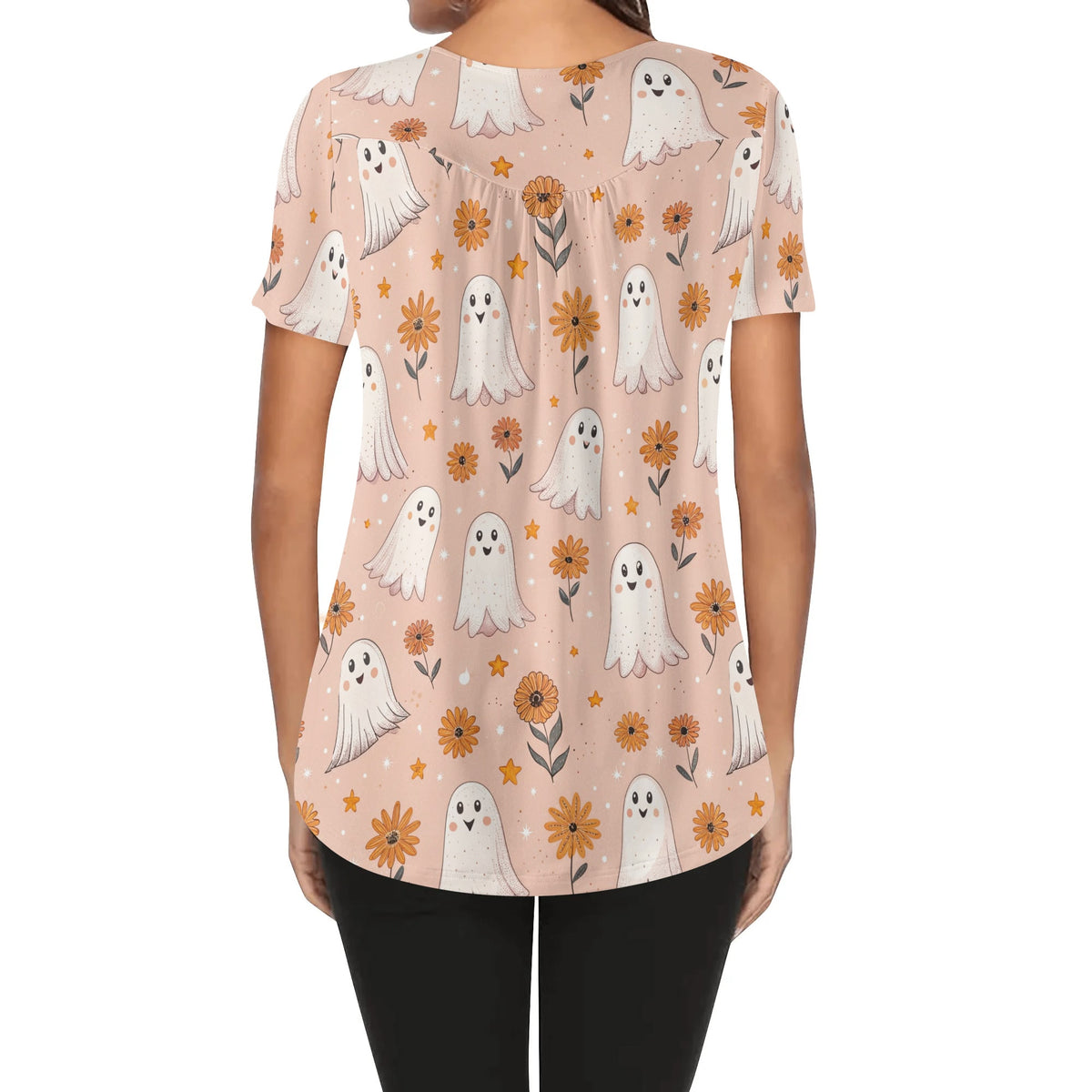 lockere-bluse-mit-u-ausschnitt-und-kurzen-armeln-fur-damen-retro-halloween-v9-bluse-jlr-design-jlr-design-de-2 - JLR Design