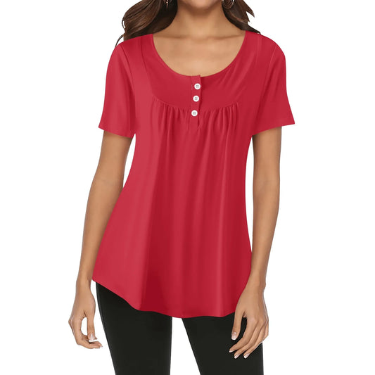 lockere-bluse-mit-u-ausschnitt-und-kurzen-armeln-fur-damen-rot-bluse-jlr-design-1 - JLR Design