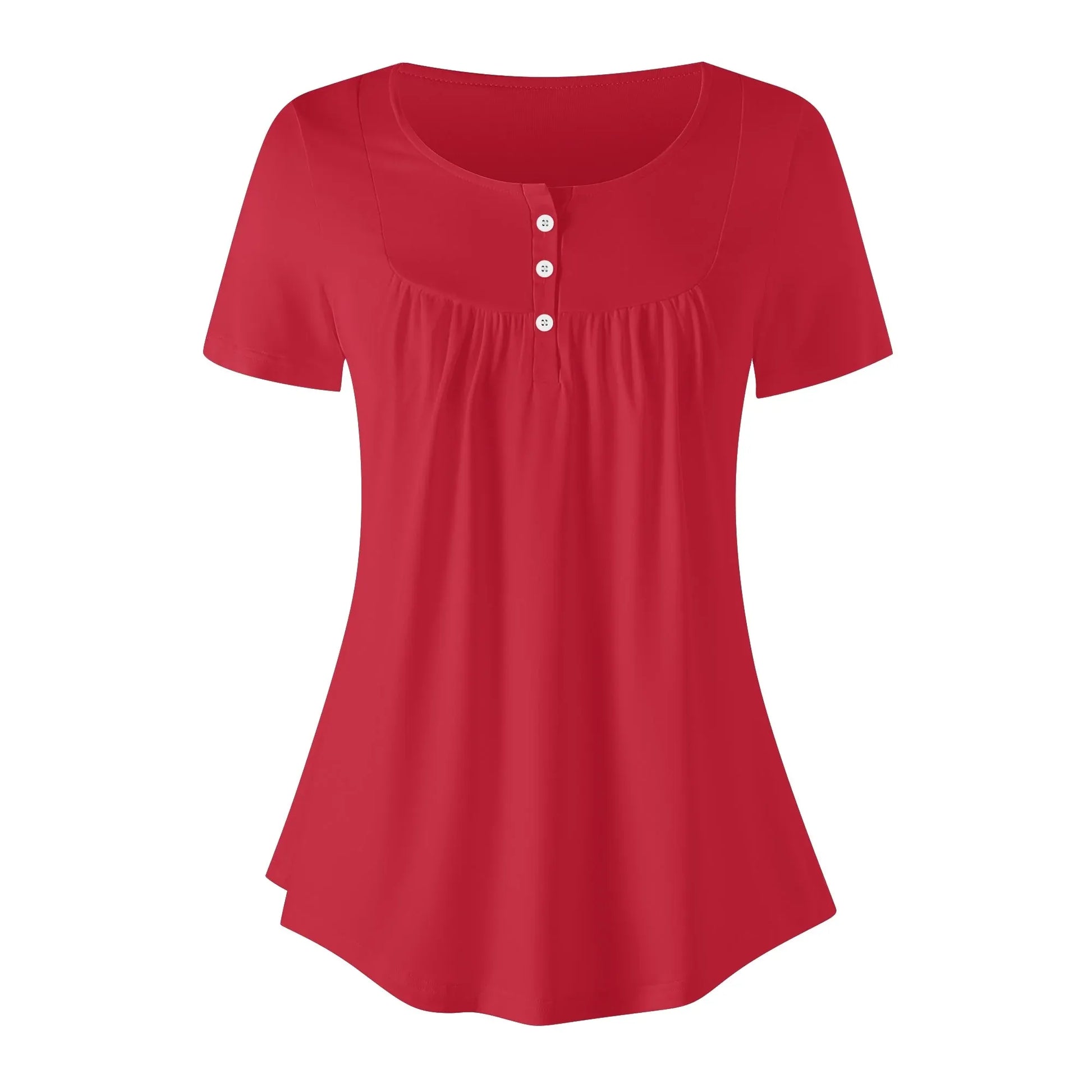 lockere-bluse-mit-u-ausschnitt-und-kurzen-armeln-fur-damen-rot-bluse-jlr-design-3 - JLR Design